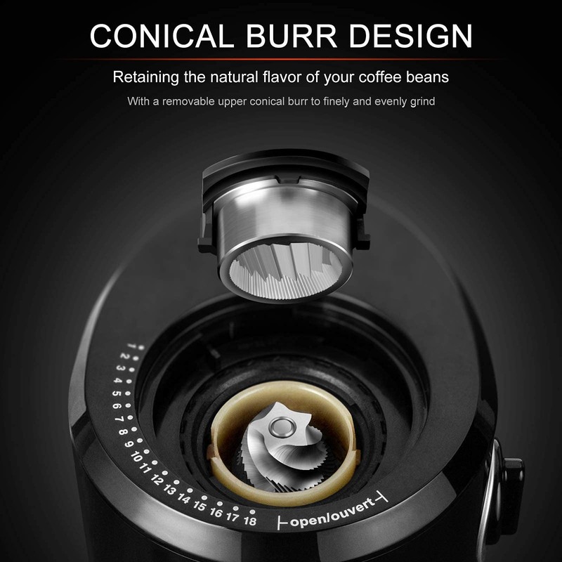 Secura Conical Burr Coffee Grinder, Electric Coffee Grinder with 18