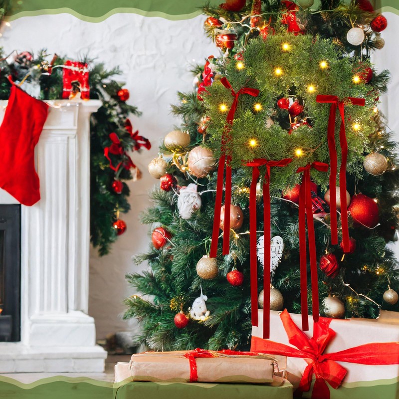 Suncalla 6 ft Christmas Garland with Red Bow, Artificial Lighted
