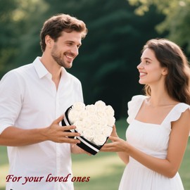 woyoo 16 Forever Preserved Roses in a Heart-Shaped Suede Box – Premium Preserved Flowers, Forever Flowers for Mom, Birthday Gifts for Women,Flowers Prime Delivery,White Rose