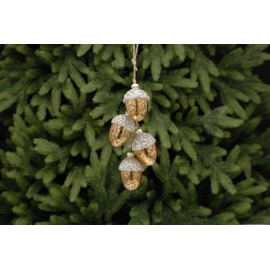4 x Hanging Copper Glass Acorn Christmas Decoration Autumnal Displays Each 6cm Tall