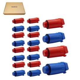 SKIR'CO (Pack of 20) Construction Plugs 1/2 Inch, Red and Blue Plastic Pressure Plugs, Water Pressure Test Plugs with Gaskets