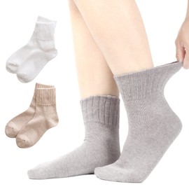 Japanese Socks, Organic Cotton, 100% Cotton, Loose, Set of 3 Pairs - off white, light gray, beige