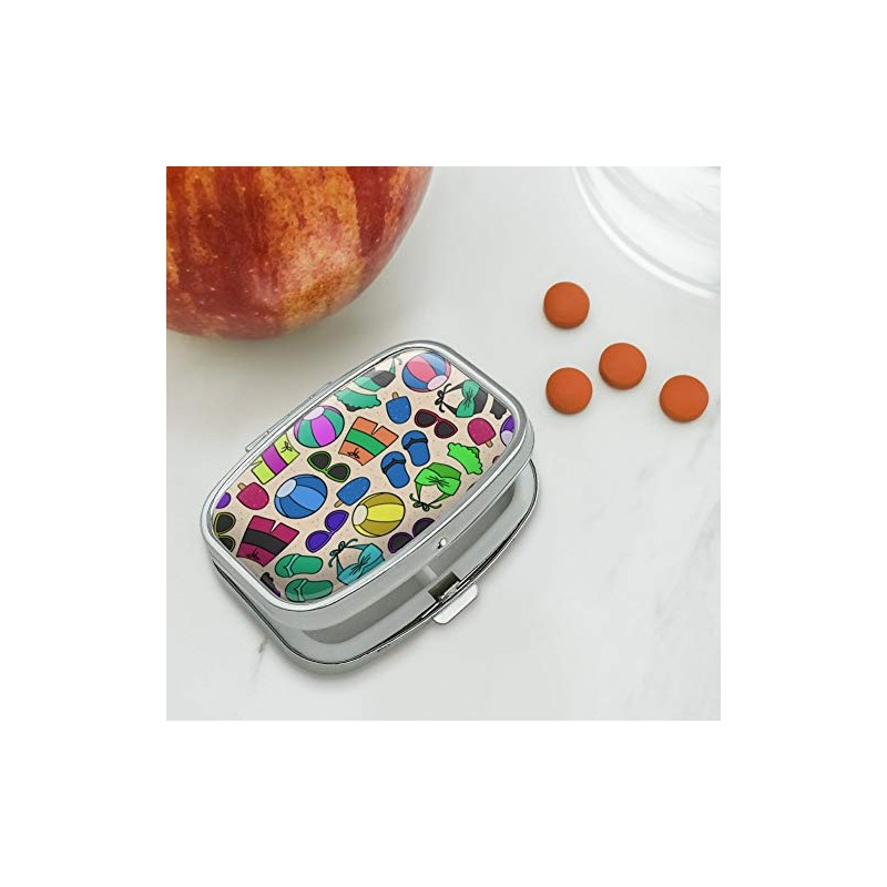 Colorful Fun Summer Beach Pattern Rectangle Pill Case Trinket Gift