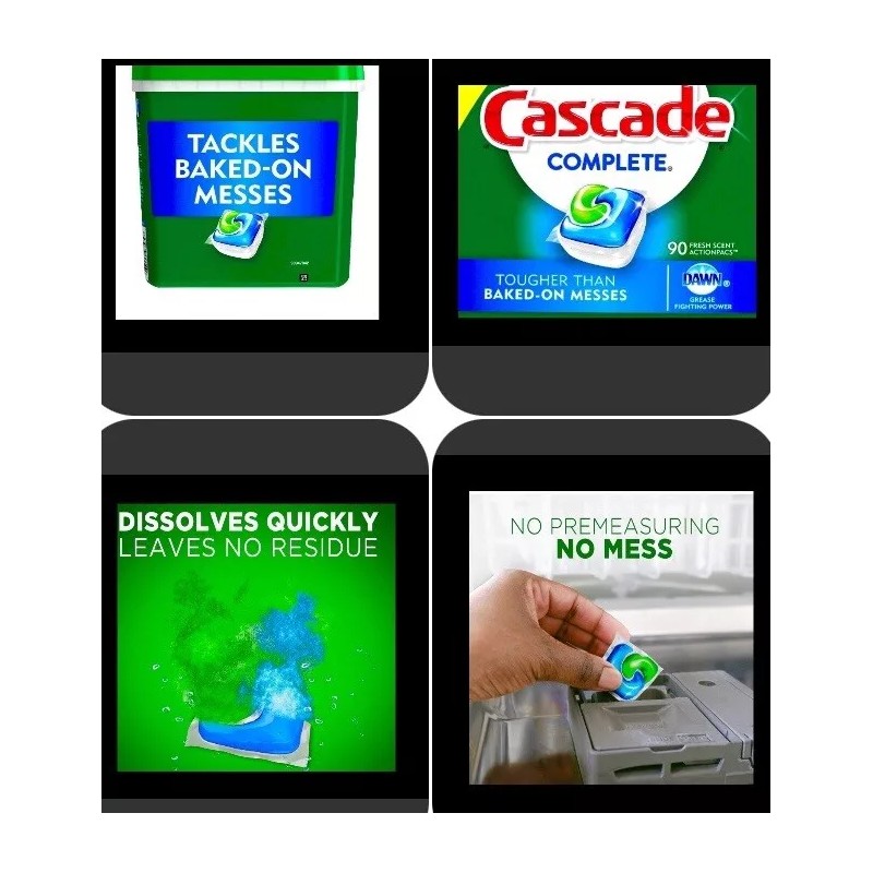 Cascade 90ct CASCADE Complete Dawn Grease Fight DISHWASHER DETERGENT Packs
