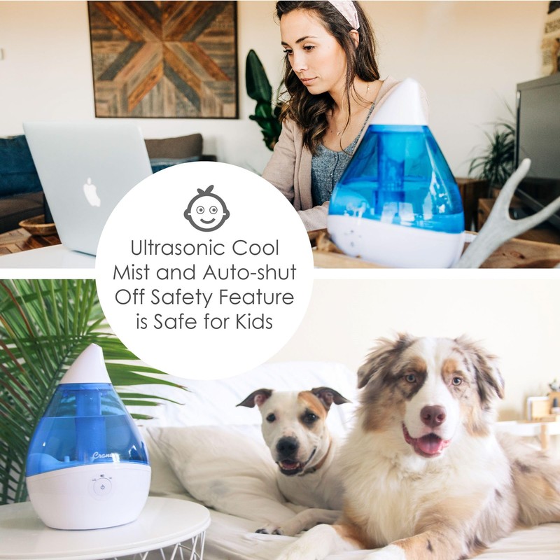 Crane Droplet Ultrasonic Teardrop Cool Mist Air Humidifier, 0.5 Gallon