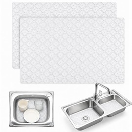 FTISSLY 2 PCS Kitchen Sink Mat Adjustable Sink Protector Mat Clear