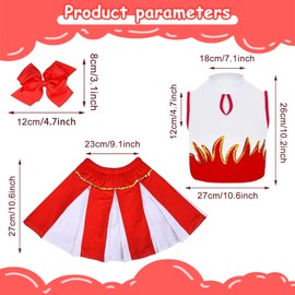DOWNDRIFT Cheerleader Costume Red Children, Cheerleader Costumes for Children, Cheerleading Costume Children with Hair Accessories, Children's Cheerleading Outfit, Carnival Costume for Girls, 140