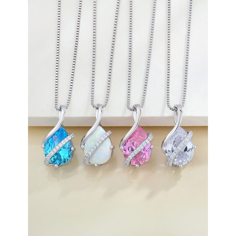 YL Teardrop Necklace 925 Sterling Silver Infinity Pendant 10x14 MM