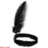 Roaring 20's Black Sequined Showgirl Flapper Headband with Feather