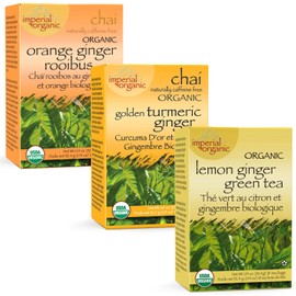 Uncle Lee’s Imperial Organic Ginger Tea Variety 3-Pack – Lemon Ginger Green Tea, Golden Turmeric Ginger Chai & Orange Ginger Rooibus Chai Tea Bags, 18 Count Ea (54 tea bags)