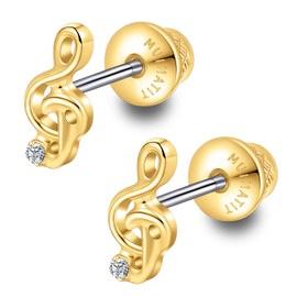 Limerencia Implant Grade Titanium Music Note Stud Earrings