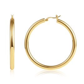 KISSPAT Large Hoop Earrings for Women, Hypoallergenic Gold Silver Twisted Huggie Hoop Earrings Made of 925 Sterling Silver, Lightweight Hoop Earrings, Silver