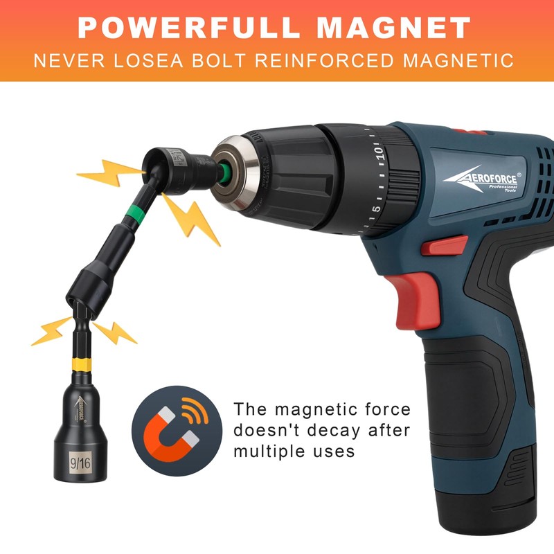 AEROFORCE 41 PCS Magnetic Nut Driver Set, Impact Drill Driver