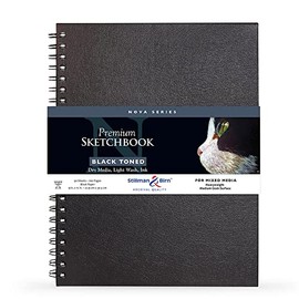 Stillman & Birn Nova Series Black Wirebound Sketchbook, 9" x 12", 150 GSM (Heavyweight), Black Paper, Medium Grain Surface