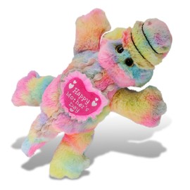 DolliBu Happy Mother's Day Rainbow Alligator - Cute Stuffed Animal with Pink Heart Message for Best Mommy, Grandma, Wife, Daughter - Cute Wild Life Plush Toy Mom Gift - 12 Inches