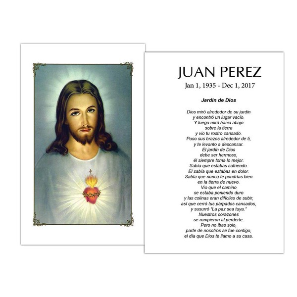 Funeral Memorial Prayer Cards (50 Cards) FPC1008EN Jesus (Custom Printed - Select Desired Prayer)