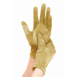 EORUBE 1920s Gloves for Women Wrist Length Short Satin Gloves Party Costume Gloves, gold