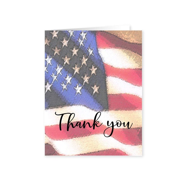 Stonehouse Collection Patriotic Thank You Note Card - 10 Boxed USA Statue of Liberty Cards & Envelopes - American Flag (Thank You Patriotic)