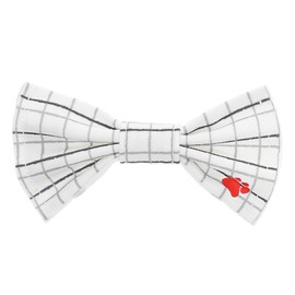 Pavilion - White Checkered - Canvas Medium/Large Dog Over The Collar Elastic Band Bow Tie Attachment Puppy Doggy K9 Rescue Adoptive Dog Pet Accessories Embellishment