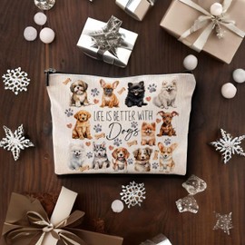 Dog Makeup Bag, Dog Mom Gifts, Dog Gifts for Women, Gifts for Dog Lovers, Life is Better With Dogs Cosmetic Bag Toiletry Bag for Women, Dog Owner Gifts for Women, Dog Mom Stuff