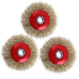 AOMIKITSTU Pack of 3 Disc Brush, 115 x M14 x 2 Drill Wire Brush, Curved Wire Bowl Type Wire Wheel for Angle Grinder