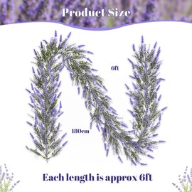 DDHS DDHS Lavender Garland, 6Ft Purple Flower Garlands Summer Spring Garland for Mantle All Year Round, Artificial Lavender Flowers Garlands for Outdoor Indoor Farmhouse Wedding Porch Table Door Home Decor