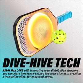 AMA SPORT Carbon Fiber Pickleball Paddles USAPA Approved 16mm Pickleball Paddle Friction Textured Surface Thermoformed Pickleball Racket with Propulsion PP Honeycomb Core (NXT 01 MAX-Cyan)