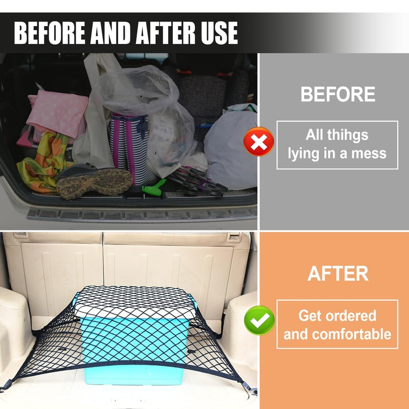 UHANBUT Elastic Cargo Net, Polyester Fabrics Trunk Organizer, 31.5'' x
