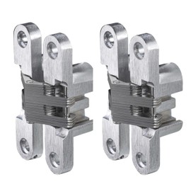 Gedotec Drill Tape in Stainless Steel Look, Pack of 2, Wooden Hinge Made of Metal, Vici, Drill-Hinge Nickel-Plated Brushed 15 x 69 mm, Door Hinge for Screwing with an Opening Angle 180°