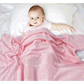 Sapphire Collection Cotton Cellular Baby Blanket Breathable Soft 100% Cotton Cellular Baby Blankets for Pram/Travel/Moses Basket, Cots, Pushchairs One Size 75 x 95 cm (Pink)