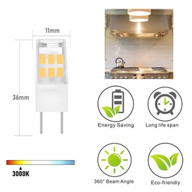 VOKWAK G8 LED Bulb GY8.6 Bi-Pin Base T4 Xenon Bulb 120Volt Microwave Light Bulb Replacement 3W(30W Halogen Equivalent) 300LM for Puck Light,Oven Light,Under Cabinet Light,3-Pack(Warm White 3000K)