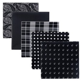 Retreez 5 Piece Assorted Woven Microfiber Premium Pocket Square Gift Box Set - Set 009