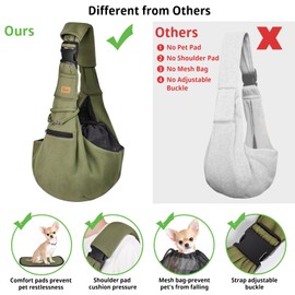 CUBY Dog Carrier Bag, Hands-Free Breathable Mesh Adjustable for Small Dogs and Cats (Adjustable + Foot Pad + Green, Adjustable)