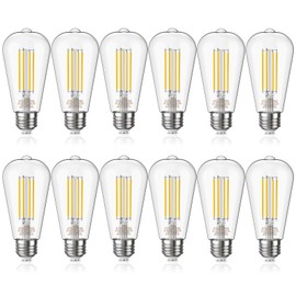novapollo Edison Light Bulbs 5.5W, 60W Equivalent Dimmable Vintage LED Light Bulbs, 500LM E26 Medium Base Soft White 2700K LED Bulb, ST19 90+ CRI LED Bulb, Clear Glass,12 Pack