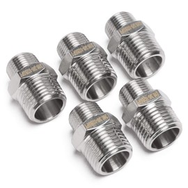 LTWFITTING Stainless Steel 316 Pipe Hex Reducing Nipple Fitting 1/2 Inch x 3/8 Inch Male BSPT (Pack of 5)
