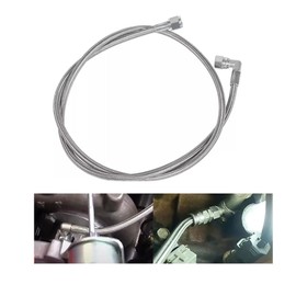 TEXVOKIE 551871 60" Length Billet Steel Braided Turbo Oil Feed Line Length 4AN 90 Degree Straight Hose Straight PTFE line straight Hose End Pressure Stainless Remote Turbocharger