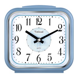5.5" Large Analog Alarm Clock Silent Non Ticking, Gentle Wake, Beep Sounds, Increasing Volume, Battery Operated Snooze and Manual Light, Easy Set