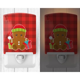 Caroline's Treasures BB8778CNL Christmas Gingerbread Presents Ceramic Night Light Compact, UL-Certified, Ideal for Bedroom, Bathroom, Nursery, Hallway, Kitchen, 6x4x3, Multicolor