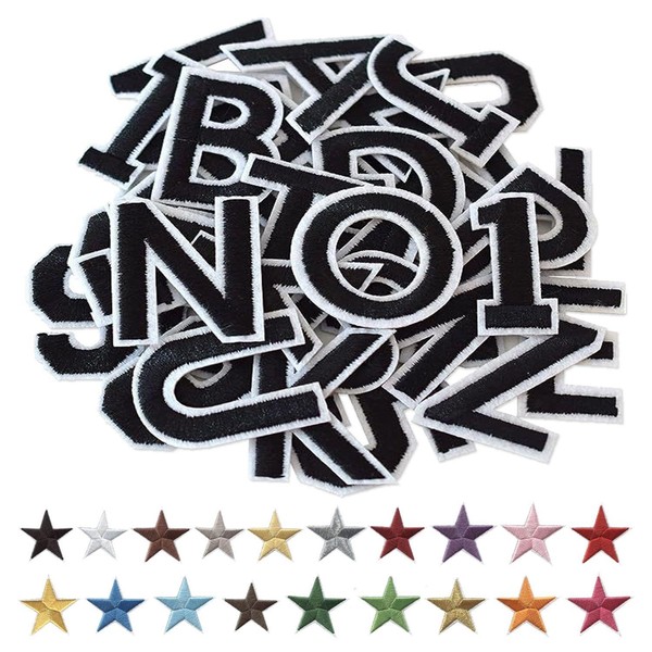 72 Letters Plus Numbers Embroidery Fabric Patches, Iron-On Embroidery Patches,