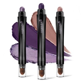 LUXAZA 3PCS Cream Eyeshadow Stick Set,Pro Longwear Purple Eye Shadow Sticks Pencil Crayon-Grape Glam