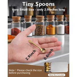8PCS Tiny Spoons - Mini Stainless Steel Spoons 2.9 inch for Salt Jars Spice Jars, SUS 304 Food Grade Seasoning Spoon for Powder Spices, Pepper, Sugar, Coffee (8, Gold)