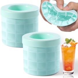 Huatean Home Large Ice Cube Tray with Removable Lid, Big Silicone rounded Ice Cube Mold Reusable, Decompress Ice Lattice, Press-Type Easy-Release Ice Cup 2pack, Blue