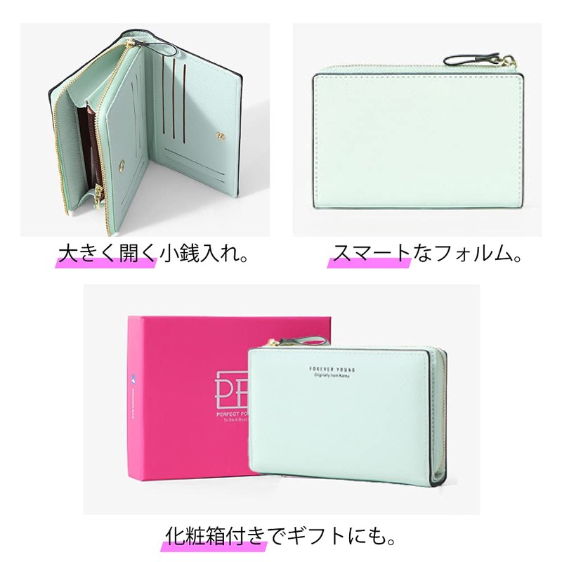 Kugusa Women's Bi-fold PU Leather Wallet, 10 Cards, Storage Zipper,