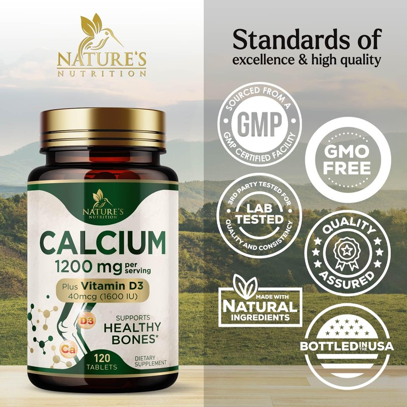 Calcium 1200 mg with Vitamin D3 - Bone Health Supplement,