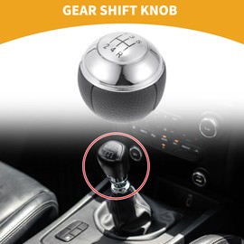Partuto 5 Speed Manual Gear Shifter Knob - Car Shift Lever Knob - for Mini Cooper R50 R53 2000-2006 Plastic Faux Leather Black White - 1 Pc