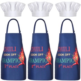 Skicuff 6 Pcs Chili Cook Off Prizes, Funny Chili Cook Off Apron and Chef Hat Funny Chili Cook Off 1st/ 2nd/ 3rd Trophies Adjustable Kitchen Cooking Aprons for Men Women Award Decorations