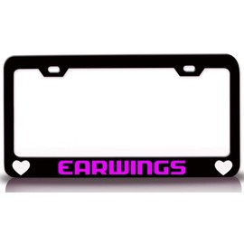Custom Brother - EARWINGS w/Heart Metal Car SUV Truck License Plate Frame Holder Bl p47
