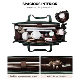 LOVEVOOK Laptop Bag for Women, 15.6 inch Laptop Tote Bag 2-in-1 Professional Work Bag Business Briefcase with Clutch Purse, Waterproof Leather Computer Handbag Shoulder Bag for Teacher Office Travel