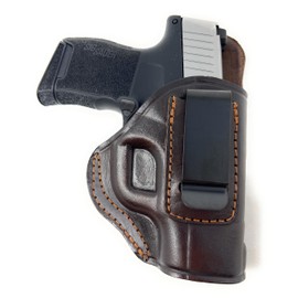 Cardini Leather USA - IWB Ultra Soft Leather Holster - Concealed Carry with Clip - for Springfield Hellcat and for Sig P365 - and for Other Like Sized Handguns (Chocolate, Right Hand)