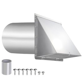 Ventilación de Pared con Capucha de 6 Pulgadas con Rejilla y Amortiguador, Tapa de Ventilación de Escape de 6 Pulgadas para Ventilación d...